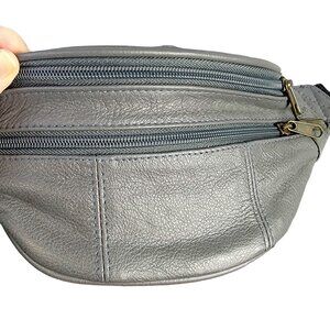 Leather Belt Bag Women Men Fanny Pack Waist Purse Handbag Gray Zip Travel New